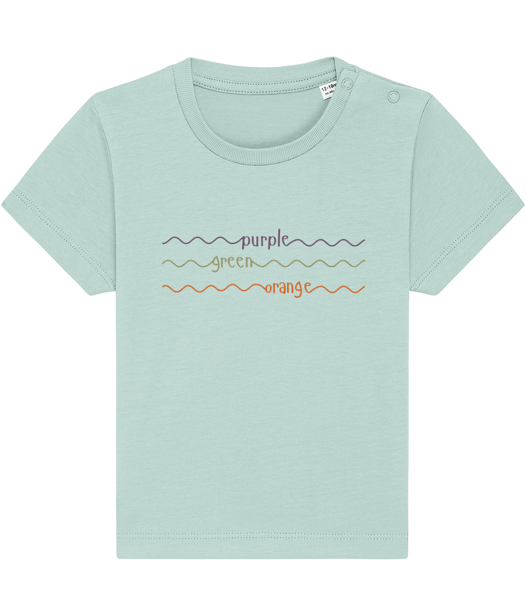 Baby Toddler Purple Green Orange words Organic Cotton T Shirt - Buy any 3 Get 10% off