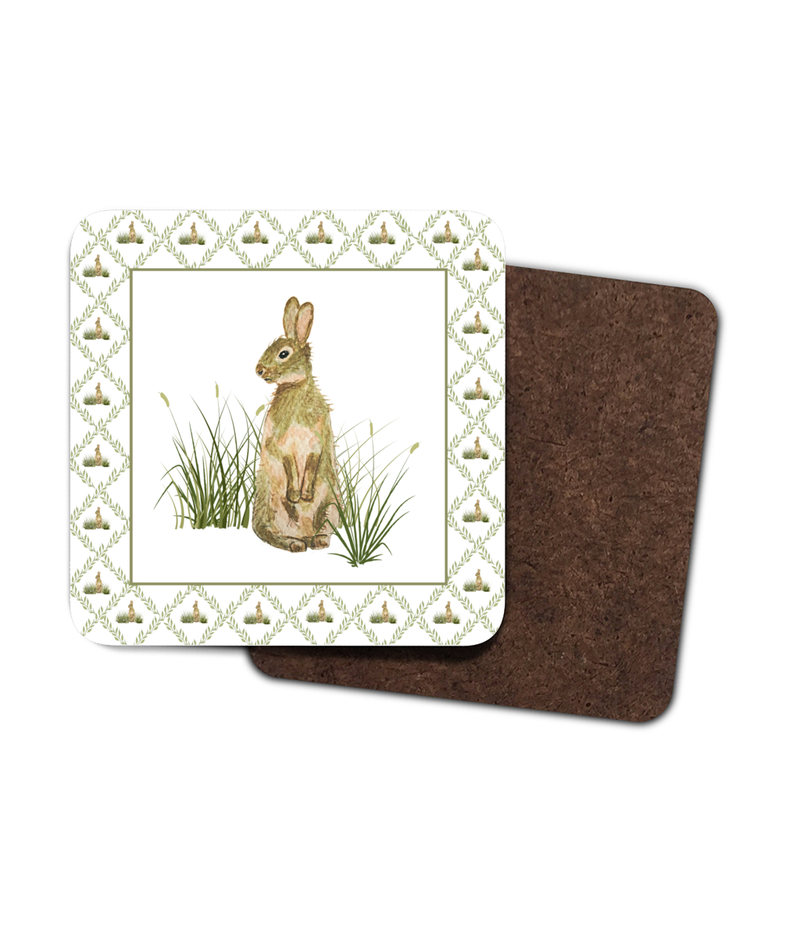 Coasters with painting of Wild Rabbit Hare