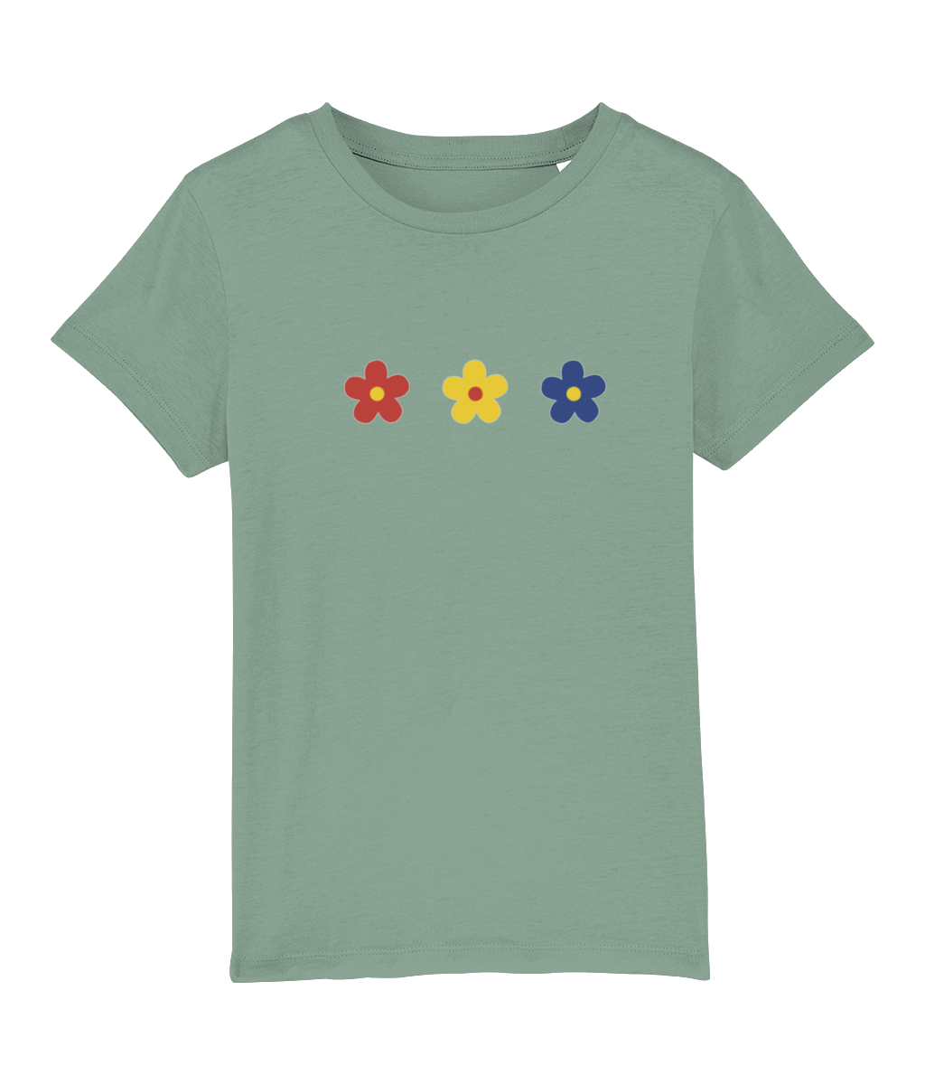 Red Yellow Blue Flowers Organic Cotton T Shirts - Buy any 3 get 10% off