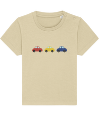 Baby Toddler T Shirt with Red Yellow Blue Cars Organic T Shirt - Buy any 3 Get 10% off