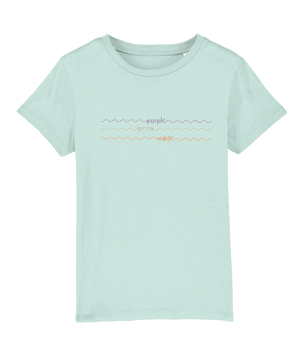 Purple Green Orange Words Organic Cotton T Shirt - Buy 3 get 10% off