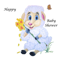 Baby Shower Lamb Greetings Card - Customisable