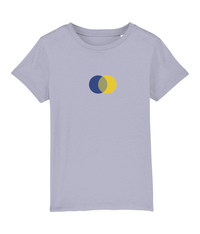 Organic Cotton T Shirt | Blue & Yellow Makes Green Circles Motif - Vegan Ink