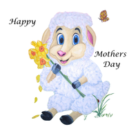 Happy Mothers Day Lamb Greetings Card - Customisable