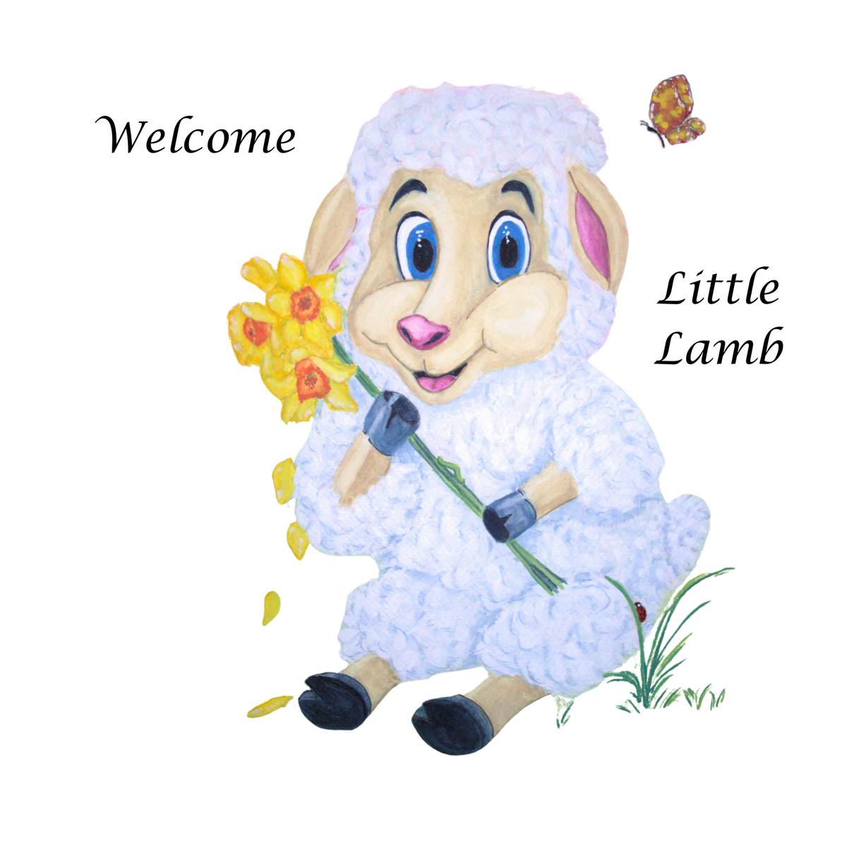 New Baby Lamb Greetings Card - Customisable