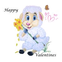 Happy Valentines Cute Lamb Greetings Card - Customisable