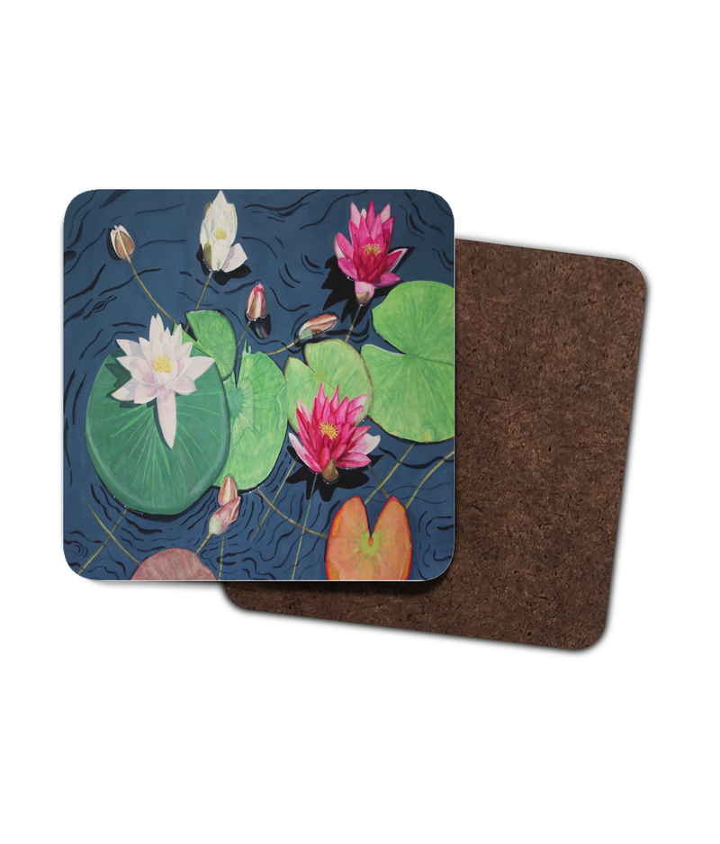 Coasters with painting of waterlilies