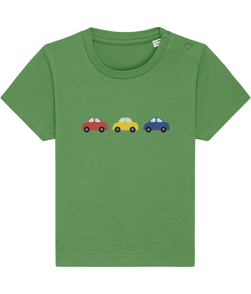Baby Toddler T Shirt with Red Yellow Blue Cars Organic T Shirt - Buy any 3 Get 10% off