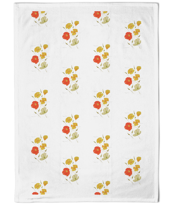 cotton tea towel poppy love motif
