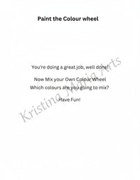 Text on a white background with 'Paint the Colour wheel' and motivational message for free downable print.