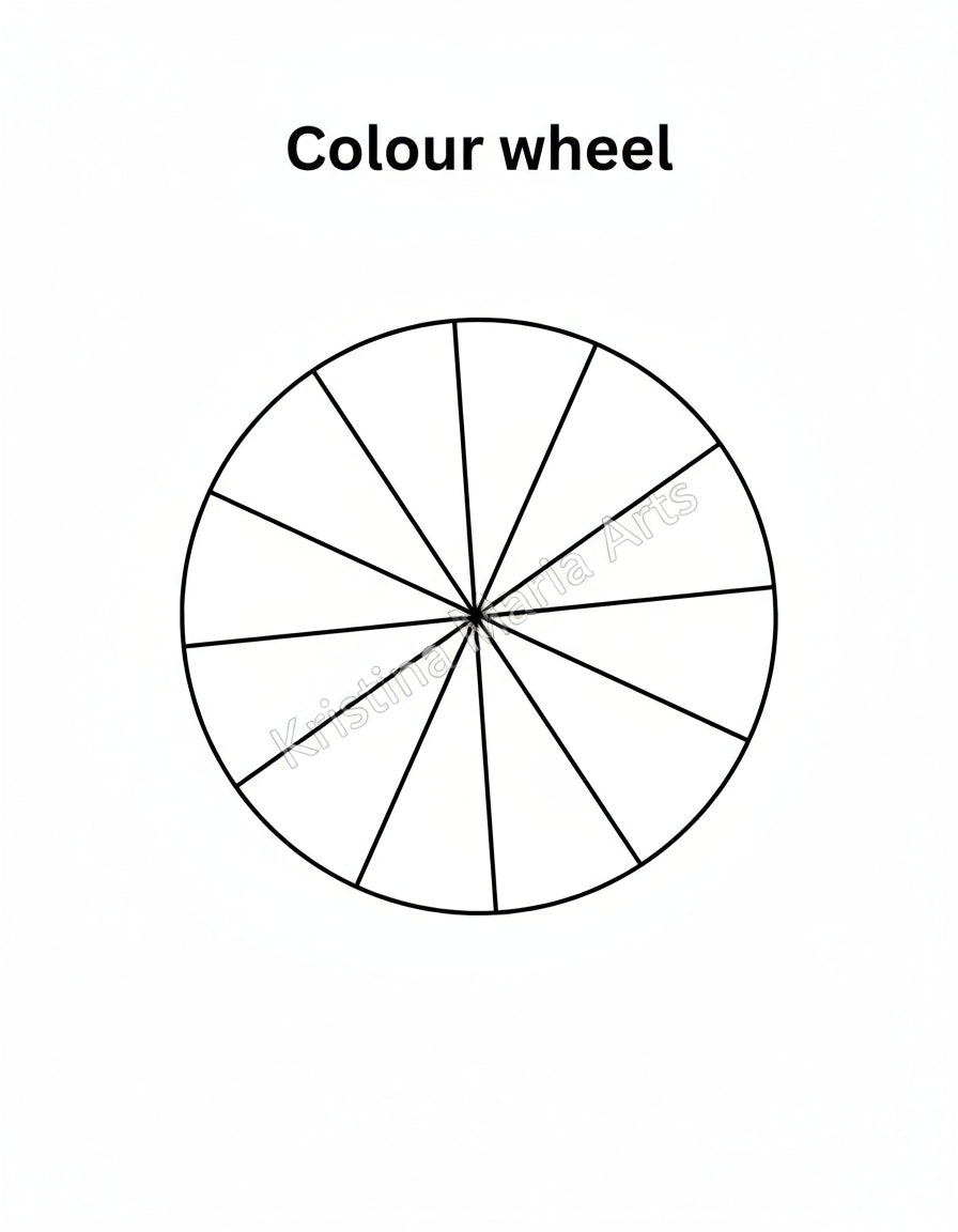 Blank color wheel diagram on a white background for free downable print
