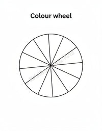 Blank color wheel diagram on a white background for free downable print