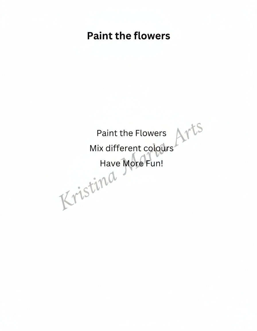 Text prompt to paint flowers with color mixing on a white background for free downable print