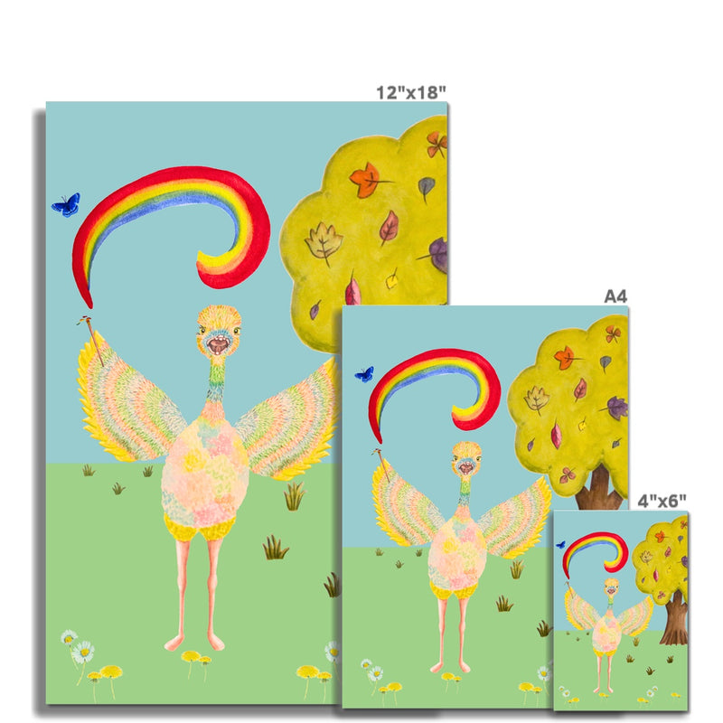 Ophelia Ostrich in the Garden Wall Art Poster