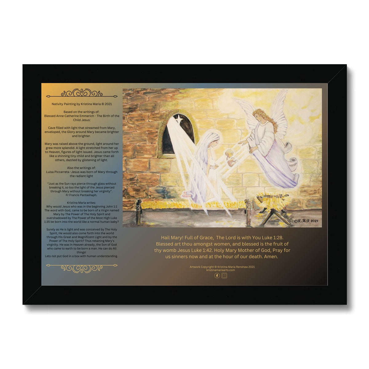 Nativity with writing Framed Print