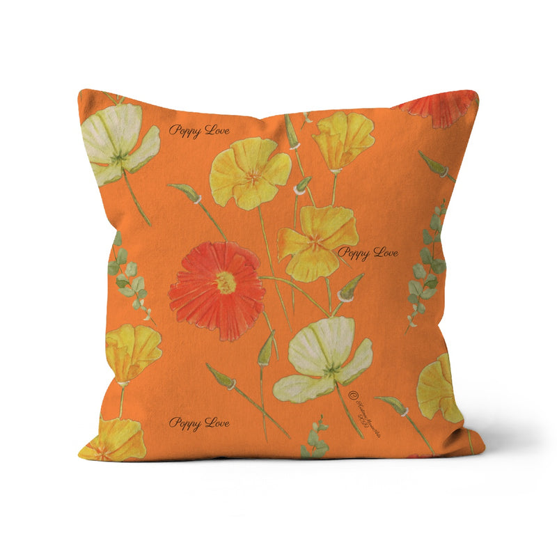 Poppy Love Orange Cushion