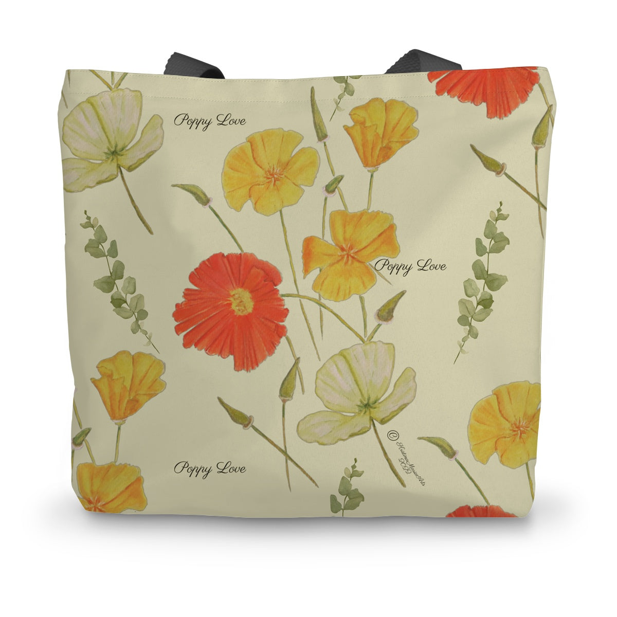 Poppy Love Cream Canvas Tote Bag