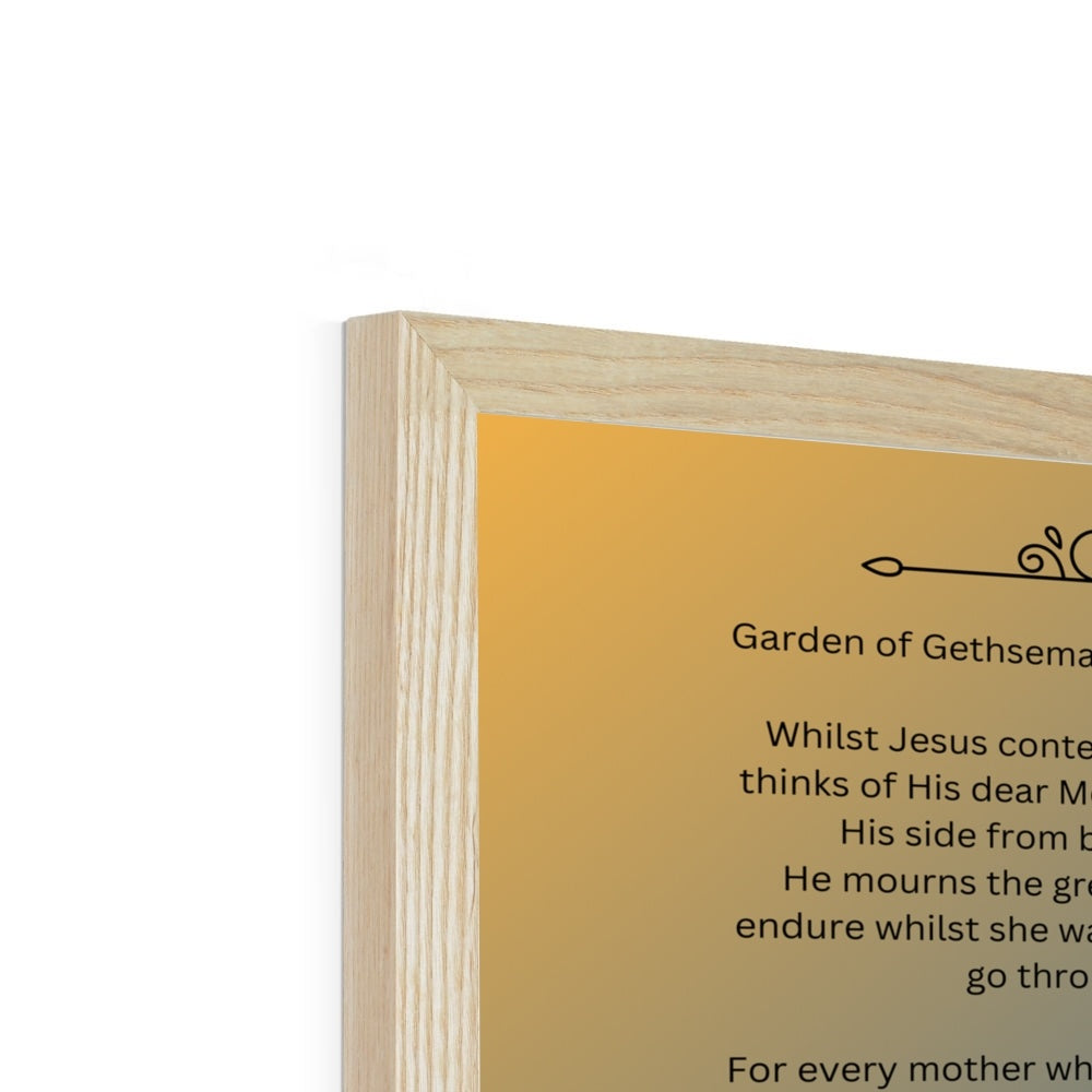 Jesus in Garden of Gethsemane with writing  Framed Print
