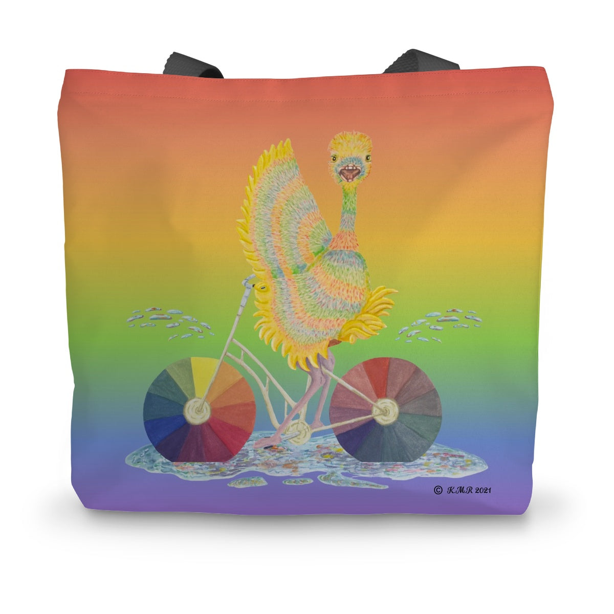 Ophelia Ostrich Rainbow Canvas Tote Bag