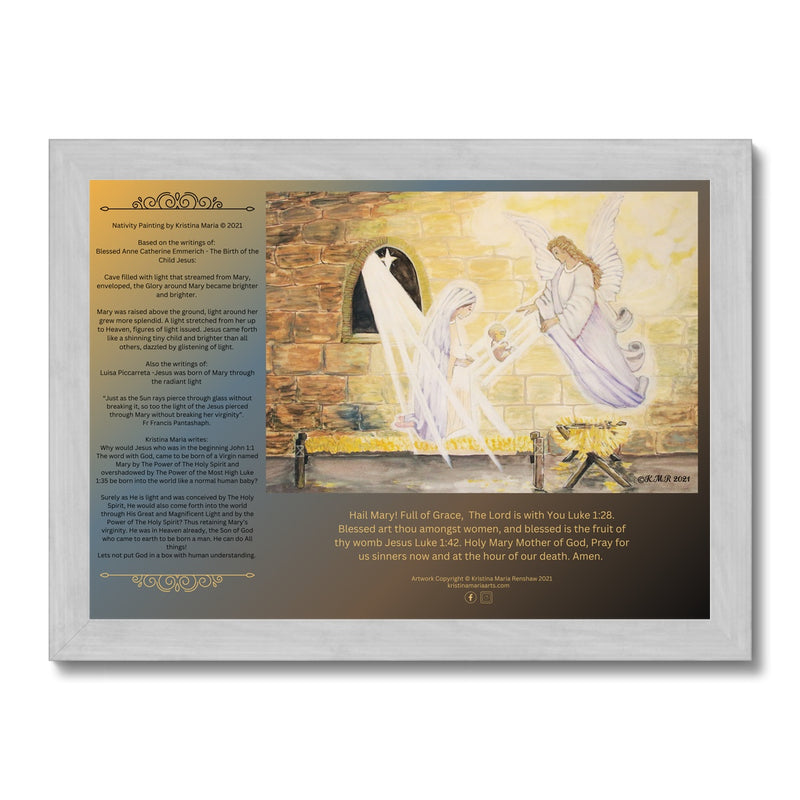 Nativity with writing Antique Framed Print