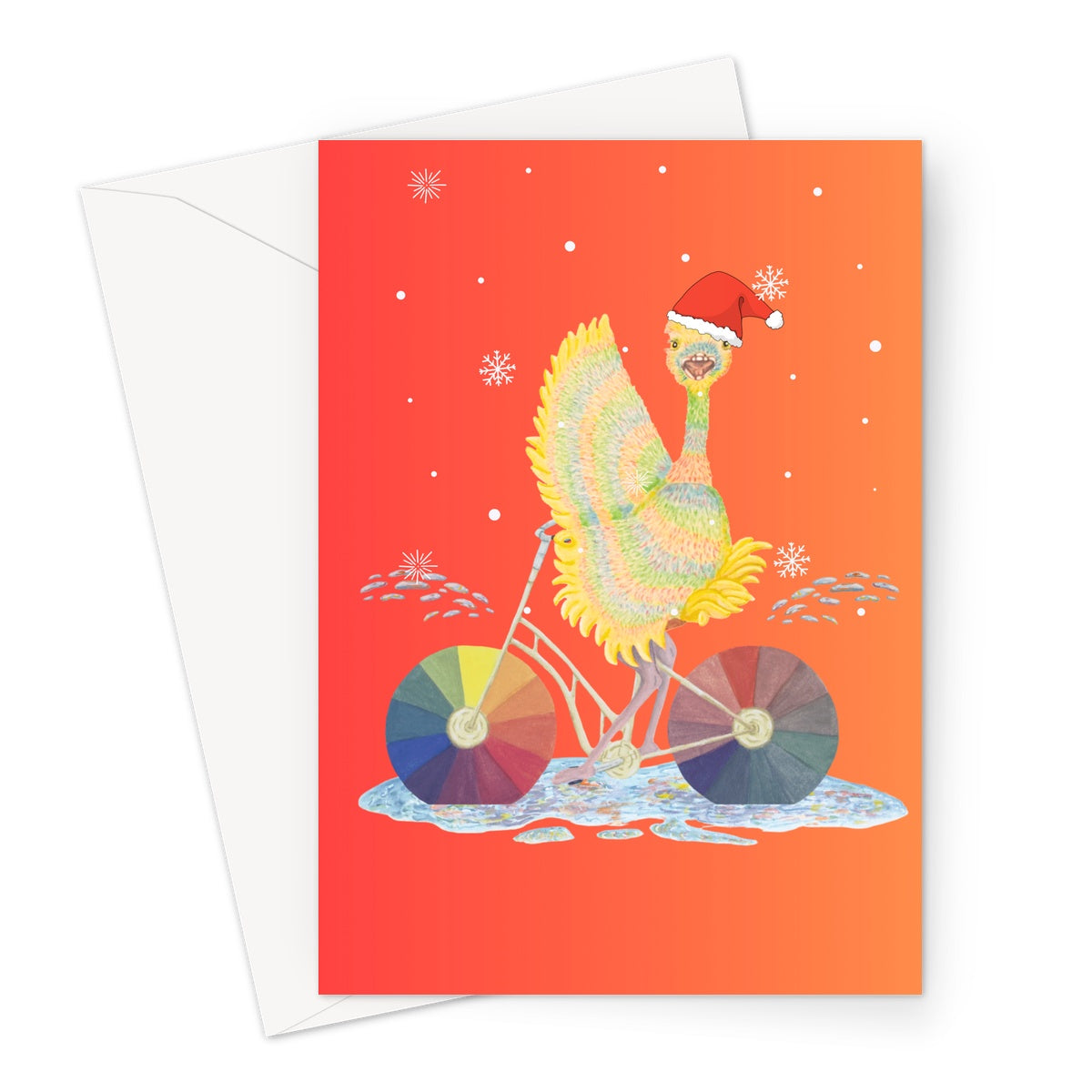 Ophelia Ostrich Christmas Greeting Card