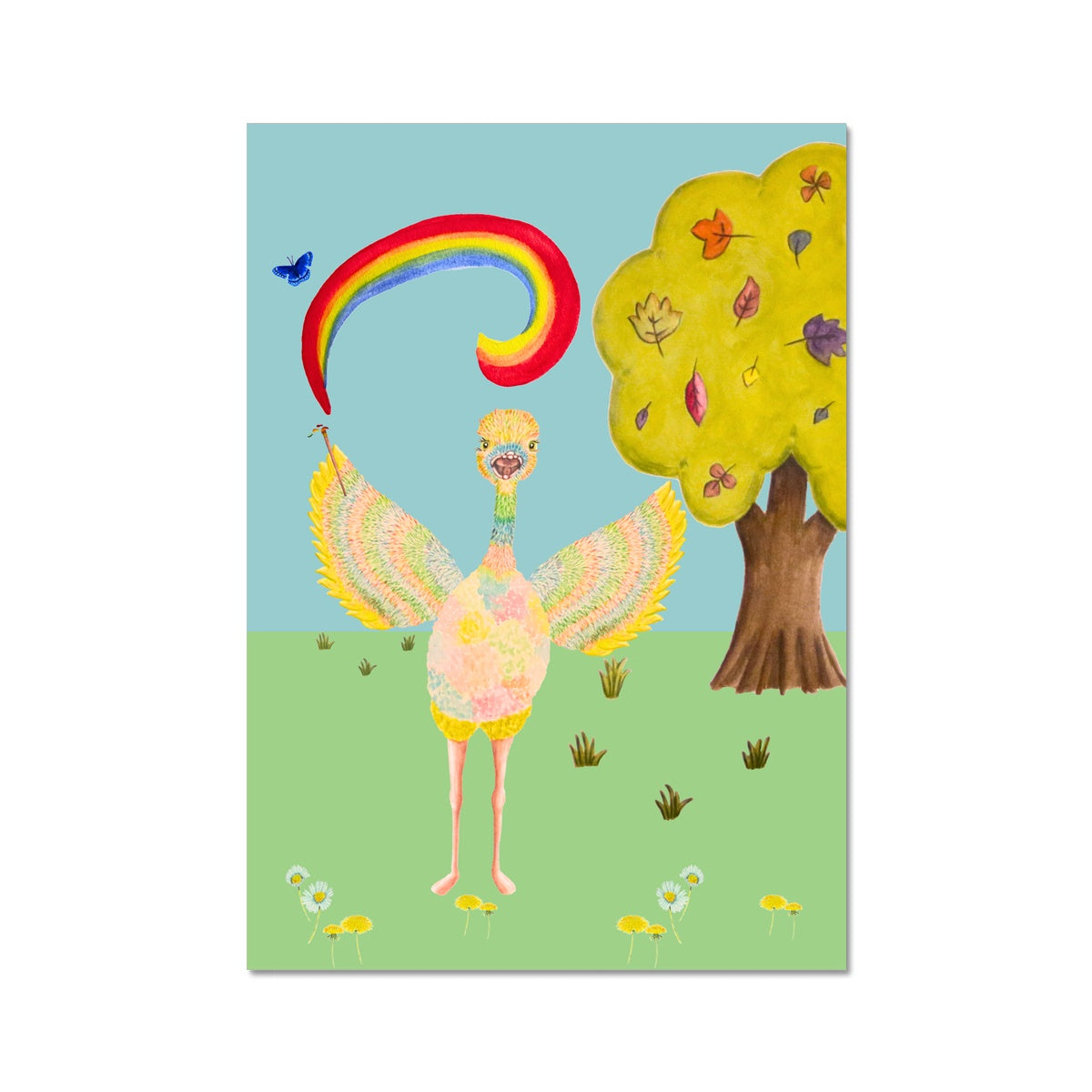 Ophelia Ostrich in the Garden Wall Art Poster