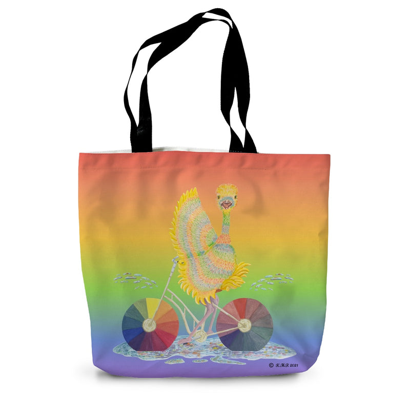 Ophelia Ostrich Rainbow Canvas Tote Bag